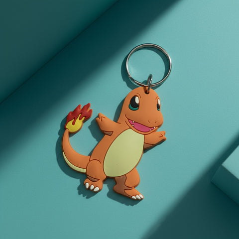 Pokémon Rubber Keychain – Pikachu / Charmander / Squirtle / Bulbasaur | Cute 3D Keychain– White | Anime Keychain