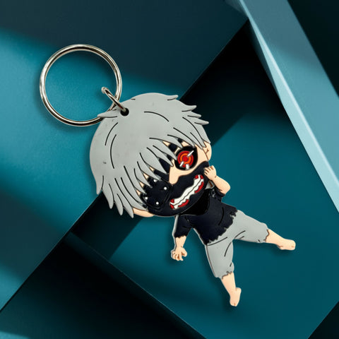 Tokyo Ghoul Kaneki Rubber Keychain – Black/White | 3D Anime Keychain