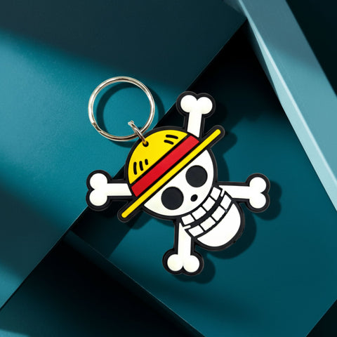 One Piece Jolly Roger Rubber Keychain – Luffy Pirate Flag | Anime Keychain