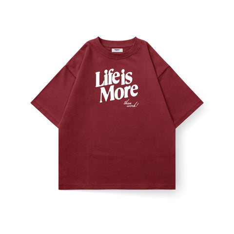 Kaihama Life Is More Oversized T-Shirt in soft cotton, featuring bold graphic print and relaxed fit, casual streetwear style.