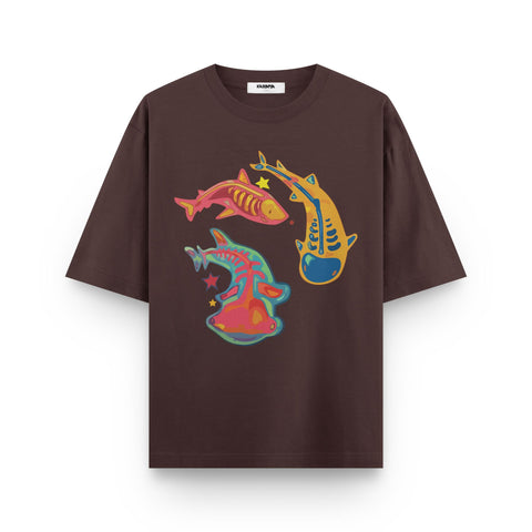 Neon Koi Orbit – Oversized Graphic T-Shirt