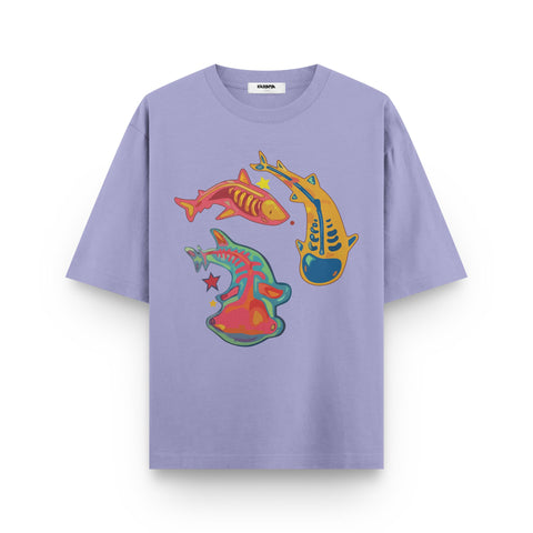 Neon Koi Orbit – Oversized Graphic T-Shirt