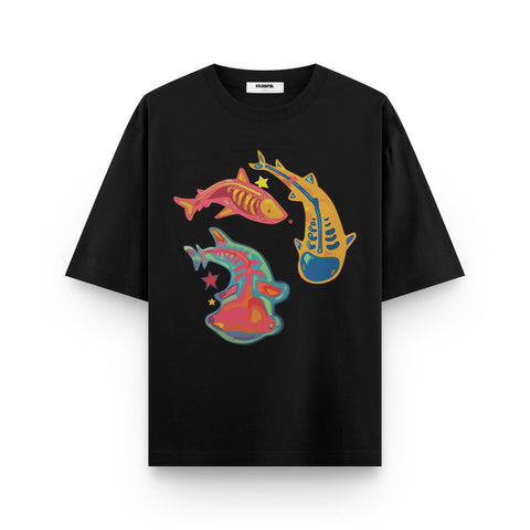 Neon Koi Orbit – Oversized Graphic T-Shirt