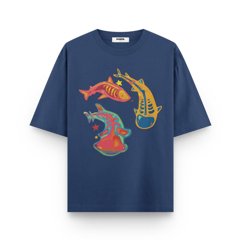 Neon Koi Orbit – Oversized Graphic T-Shirt