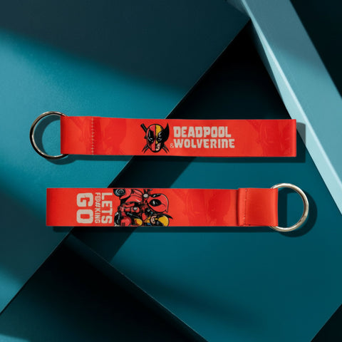 Deadpool & Wolverine Satin Keychain Strap – Red (Deadpool) / Yellow (Wolverine) | Marvel Keychain