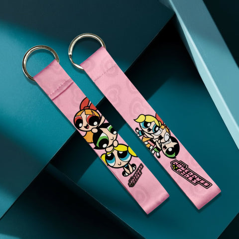 Powerpuff Girls Satin Keychain Strap – Pink (Trio) / Green (Buttercup)
