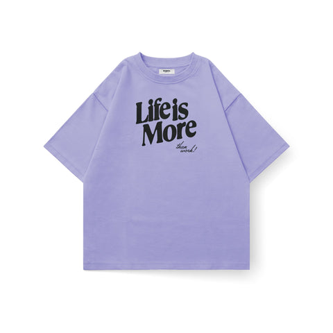 Kaihama oversized "Life Is More" T-shirt in soft fabric, featuring a relaxed fit and casual style, shown on a plain background.