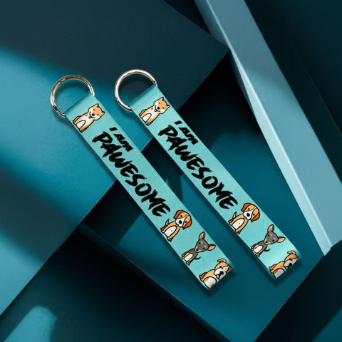 Cute Pet Satin Keychain Strap – Cat Mom / I Am Pawesome (Dog) | Animal Lover Keychain