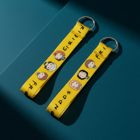 Friends Cartoon Satin Keychain Strap – Yellow | TV Show Keychain