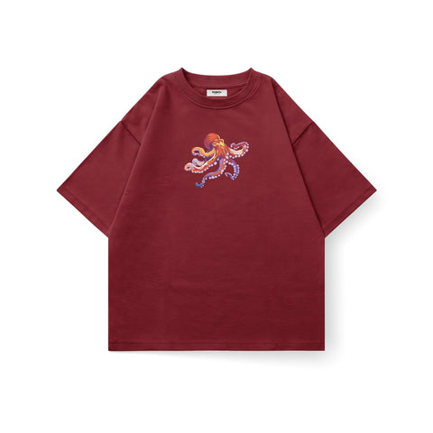 Kaihama Ocean Octopus oversized T-shirt featuring a colorful octopus graphic on soft fabric, casual and comfortable fit.
