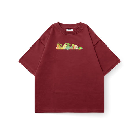 Kaihama Pokemon Grass Squad oversized T-shirt featuring vibrant green Pokémon graphics on soft cotton fabric.