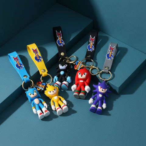 Sonic Silicone Keychain with Strap – 6 Variants | 3D Cartoon Keychain