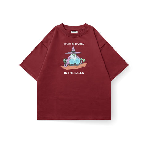 Kaihama Mana Is Stored oversized T-shirt in black, featuring bold graphic design and relaxed fit for casual wear.