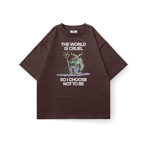 Kaihama I Choose Not To Be Oversized T-Shirt in black, featuring a casual fit and simple design, displayed on a hanger.