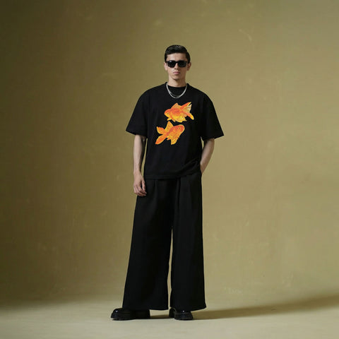 Golden Koi oversized T-shirt by Kaihama featuring a vibrant koi fish graphic on soft fabric