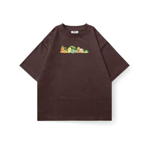 Kaihama Pokemon Grass Squad oversized T-shirt featuring green Pokémon graphics on a casual cotton fabric.
