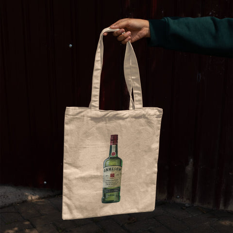 Jameson Bottle Print Tote Bag – 350 GSM | 14x16 inch