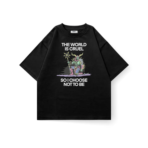 Kaihama I Choose Not To Be Oversized T-Shirt in black with white text, casual fit, and comfortable fabric.