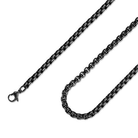 Men's 5mm Black Stainless Steel Box Chain Necklace – Bold & Stylish