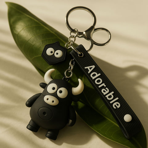 Adorable Black Bull Keychain