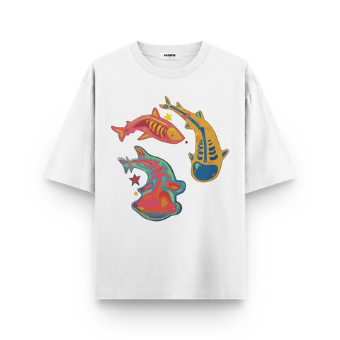 Neon Koi Orbit – Oversized Graphic T-Shirt